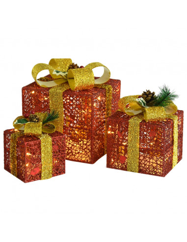 Scatole Regalo Decorative Natale 3pz Rosse da Esterno Interni