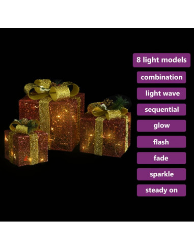 Scatole Regalo Decorative Natale 3pz Rosse da Esterno Interni