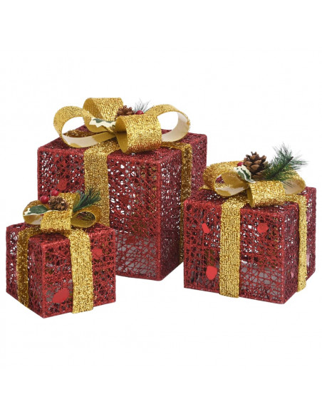 Scatole Regalo Decorative Natale 3pz Rosse da Esterno Interni