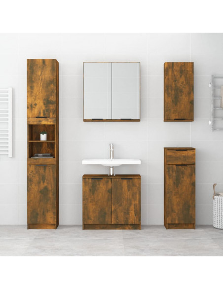 Armadietto Bagno Rovere Fumo 64,5x33,5x59 cm Legno Multistrato