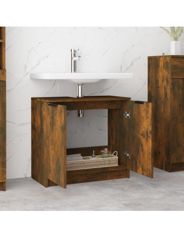Armadietto Bagno Rovere Fumo 64,5x33,5x59 cm Legno Multistrato