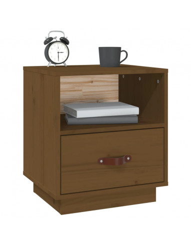 Comodino Miele 40x34x45 cm in Legno Massello di Pino