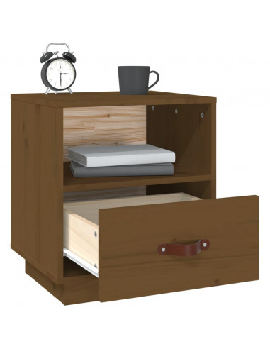 Comodino Miele 40x34x45 cm in Legno Massello di Pino