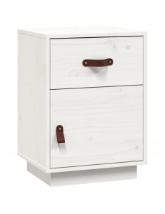 Comodino Bianco 40x34x55 cm in Legno Massello di Pino 2