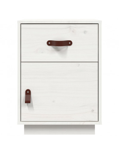 Comodino Bianco 40x34x55 cm in Legno Massello di Pino