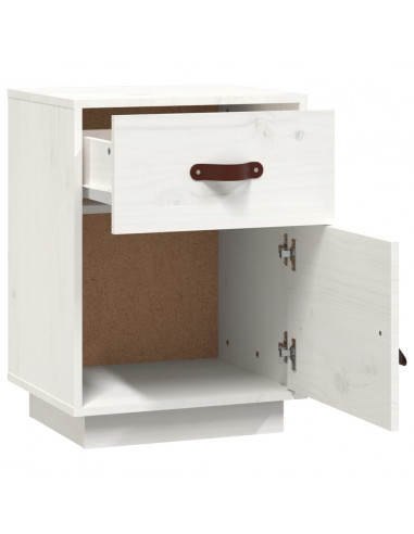 Comodini Bianchi 2 pz 40x34x55 cm in Legno Massello di Pino