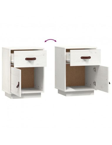 Comodini Bianchi 2 pz 40x34x55 cm in Legno Massello di Pino