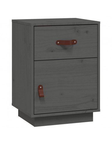 Comodino Grigio 40x34x55 cm in Legno Massello di Pino