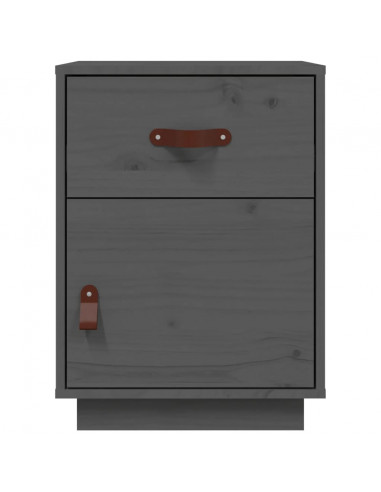 Comodino Grigio 40x34x55 cm in Legno Massello di Pino