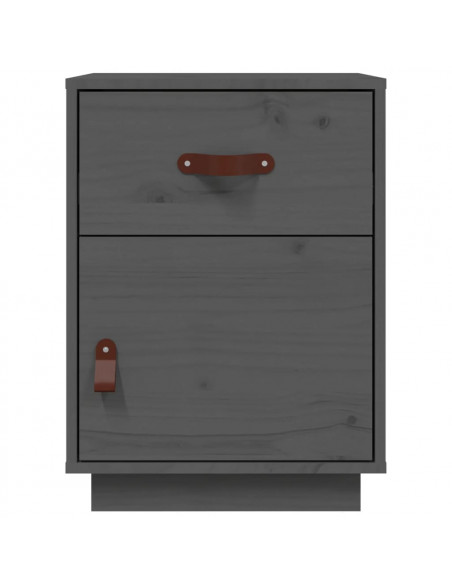 Comodino Grigio 40x34x55 cm in Legno Massello di Pino
