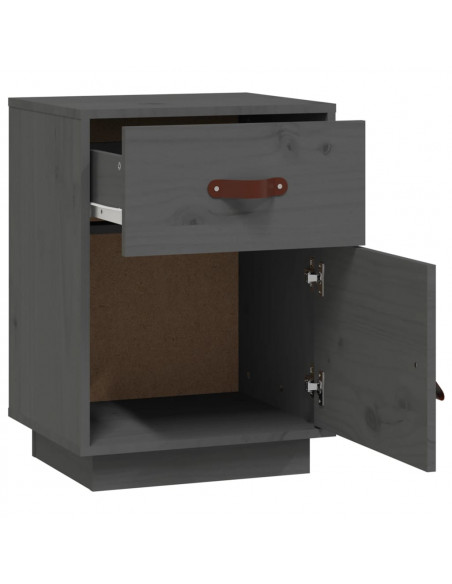 Comodini Grigi 2 pz 40x34x55 cm in Legno Massello di Pino