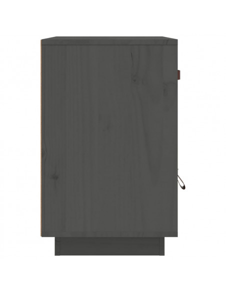 Comodini Grigi 2 pz 40x34x55 cm in Legno Massello di Pino