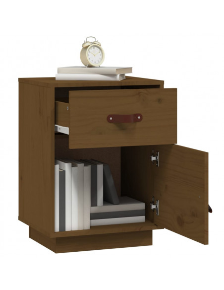 Comodino Miele 40x34x55 cm in Legno Massello di Pino