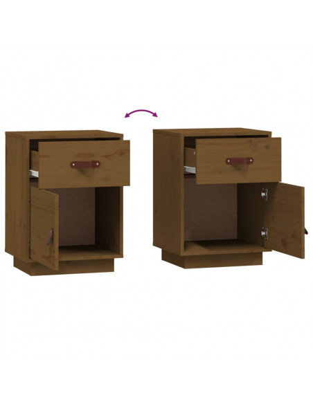 Comodini Miele 2 pz 40x34x55 cm in Legno Massello di Pino