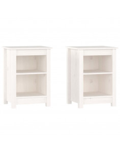 Comodini 2 pz Bianchi 40x35x55 cm in Legno Massello di Pino 2