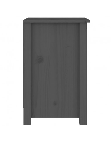 Comodino Grigio 40x35x55 cm in Legno Massello di Pino