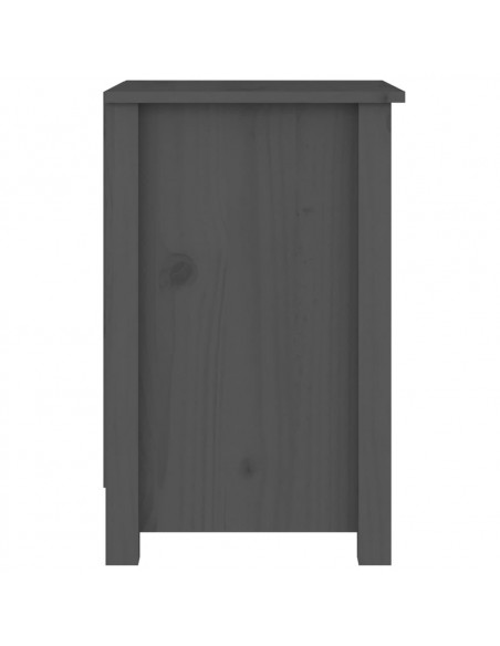Comodino Grigio 40x35x55 cm in Legno Massello di Pino