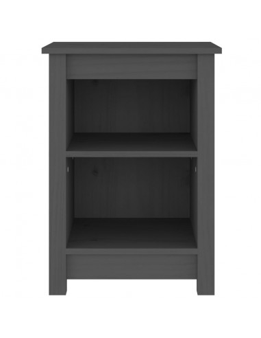 Comodini 2 pz Grigi 40x35x55 cm in Legno Massello di Pino