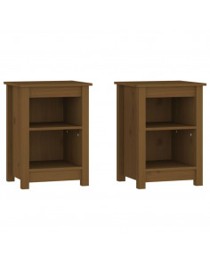 Comodini 2 pz Miele 40x35x55 cm in Legno Massello di Pino 2