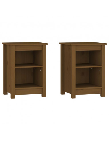 Comodini 2 pz Miele 40x35x55 cm in Legno Massello di Pino