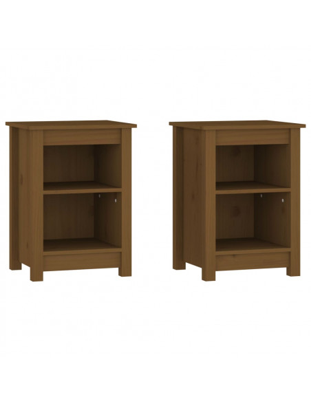 Comodini 2 pz Miele 40x35x55 cm in Legno Massello di Pino