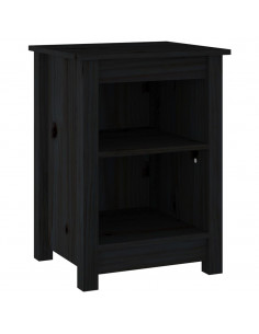 Comodino Nero 40x35x55 cm in Legno Massello di Pino 2