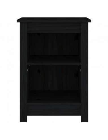 Comodino Nero 40x35x55 cm in Legno Massello di Pino