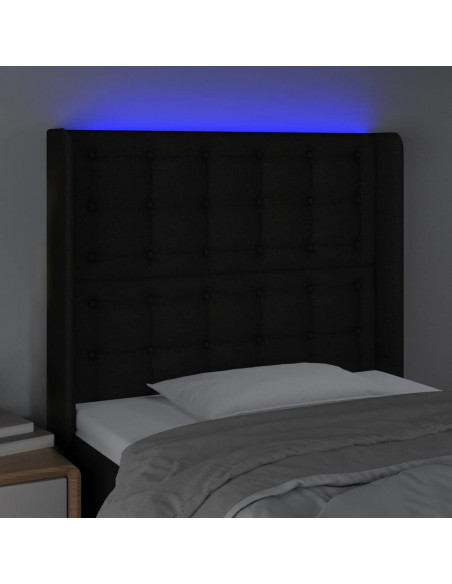 Testiera a LED Nera 103x16x118/128 cm in Tessuto
