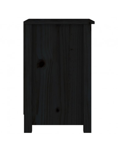 Comodino Nero 40x35x55 cm in Legno Massello di Pino