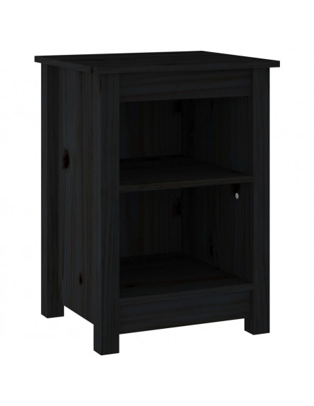 Comodini 2 pz Neri 40x35x55 cm in Legno Massello di Pino