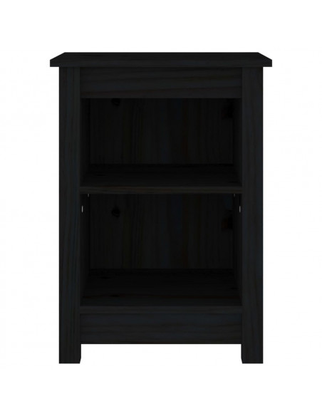 Comodini 2 pz Neri 40x35x55 cm in Legno Massello di Pino