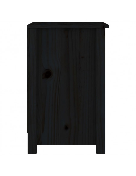 Comodini 2 pz Neri 40x35x55 cm in Legno Massello di Pino
