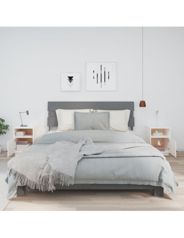 Comodini Bianchi 2 pz 40x34x55 cm in Legno Massello di Pino