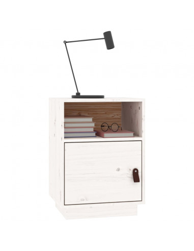 Comodini Bianchi 2 pz 40x34x55 cm in Legno Massello di Pino