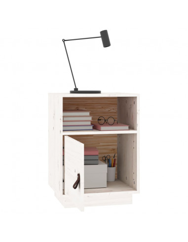 Comodini Bianchi 2 pz 40x34x55 cm in Legno Massello di Pino