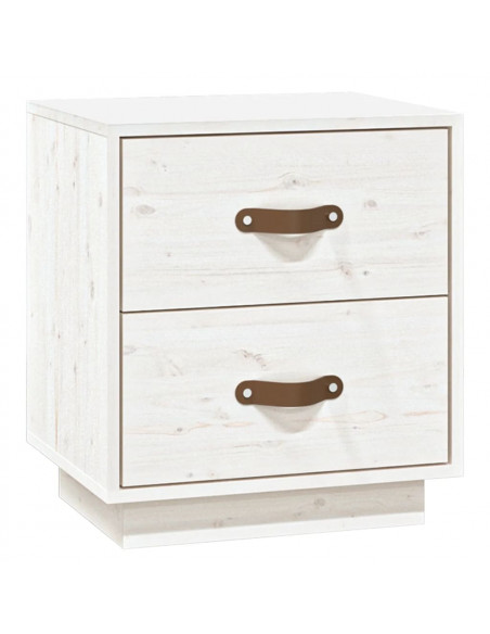 Comodino Bianco 40x34x45 cm in Legno Massello di Pino