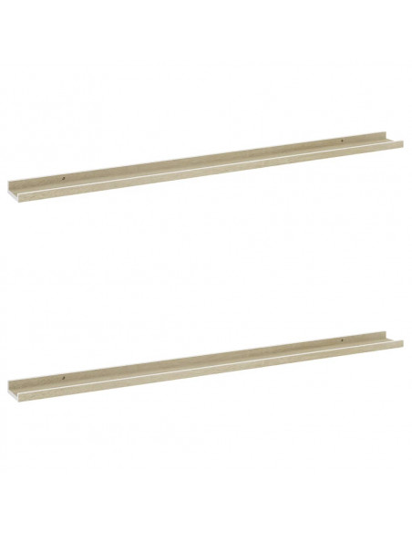 Mensole da Parete 2 pz Bianco e Rovere Sonoma 115x9x3 cm