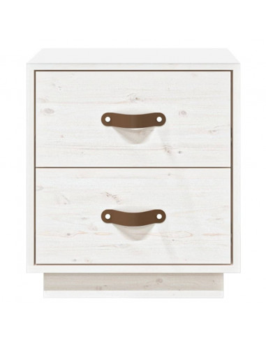 Comodino Bianco 40x34x45 cm in Legno Massello di Pino