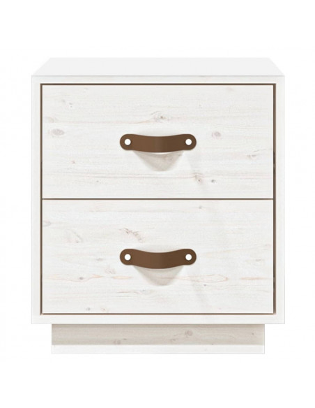 Comodino Bianco 40x34x45 cm in Legno Massello di Pino