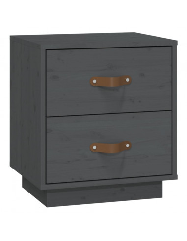 Comodino Grigio 40x34x45 cm in Legno Massello di Pino