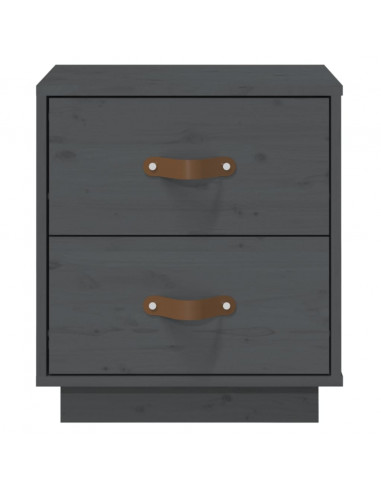 Comodino Grigio 40x34x45 cm in Legno Massello di Pino