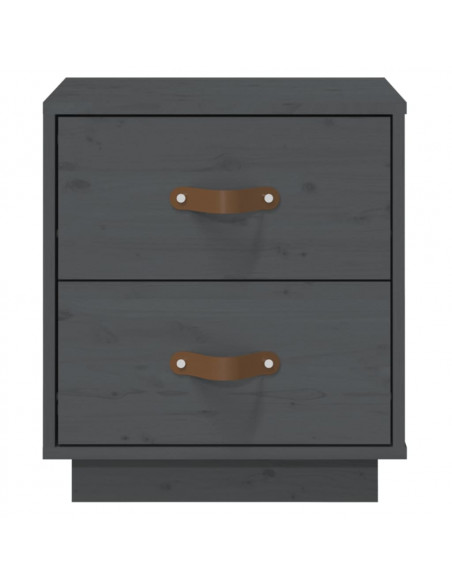 Comodino Grigio 40x34x45 cm in Legno Massello di Pino