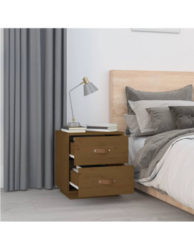 Comodino Miele 40x34x45 cm in Legno Massello di Pino