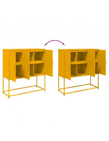 Credenza Giallo Senape 100,5x39x107 cm in Acciaio