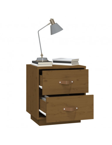 Comodino Miele 40x34x45 cm in Legno Massello di Pino