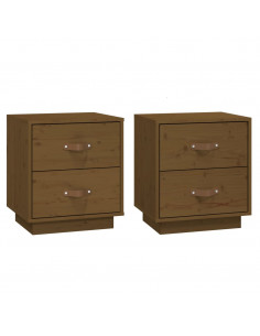 Comodini 2 pz Miele 40x34x45 cm in Legno Massello di Pino 2