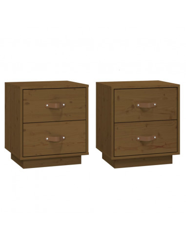 Comodini 2 pz Miele 40x34x45 cm in Legno Massello di Pino