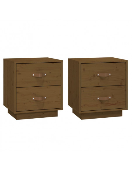 Comodini 2 pz Miele 40x34x45 cm in Legno Massello di Pino