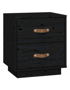 Comodino Nero 40x34x45 cm in Legno Massello di Pino 2