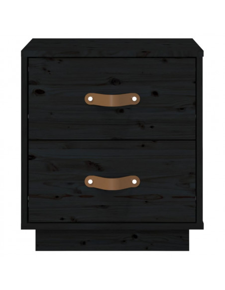 Comodino Nero 40x34x45 cm in Legno Massello di Pino